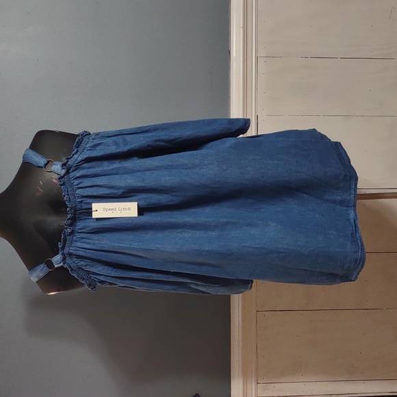 Speed Limit MPH Women's Denim Blouse Sz 2X Med Wash Boho Chic Peasant Hippie NWT - Picture 7 of 11